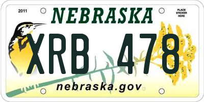NE license plate XRB478