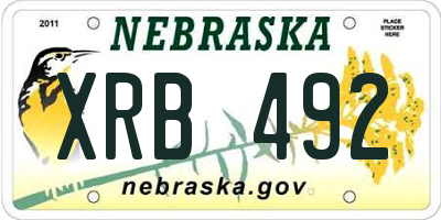 NE license plate XRB492