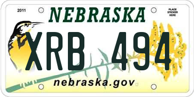 NE license plate XRB494