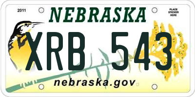 NE license plate XRB543