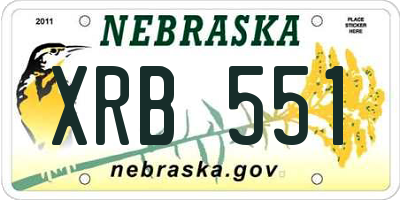 NE license plate XRB551