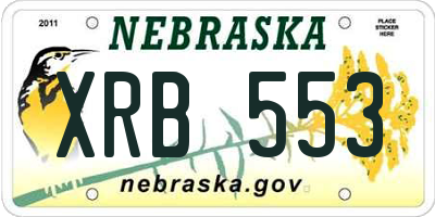 NE license plate XRB553
