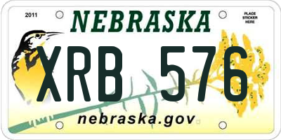 NE license plate XRB576