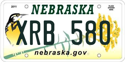 NE license plate XRB580