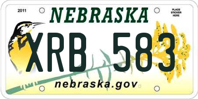 NE license plate XRB583