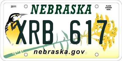 NE license plate XRB617