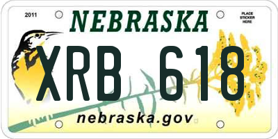 NE license plate XRB618