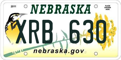 NE license plate XRB630