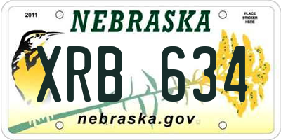 NE license plate XRB634