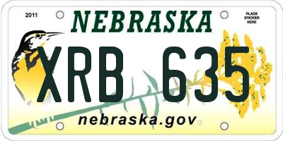 NE license plate XRB635