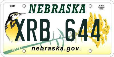 NE license plate XRB644