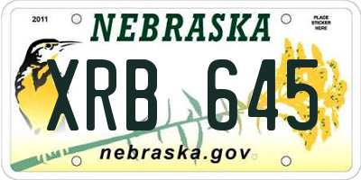 NE license plate XRB645