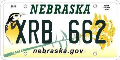 NE license plate XRB662