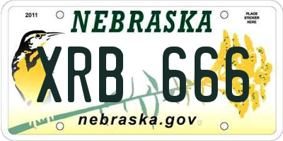 NE license plate XRB666