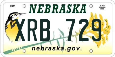 NE license plate XRB729