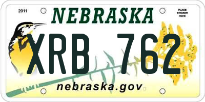 NE license plate XRB762