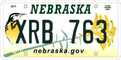 NE license plate XRB763