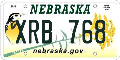 NE license plate XRB768