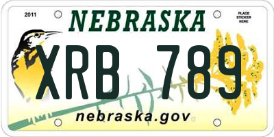 NE license plate XRB789