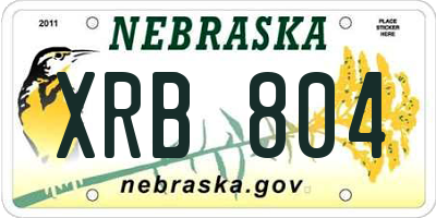 NE license plate XRB804