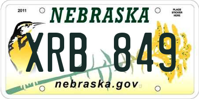 NE license plate XRB849
