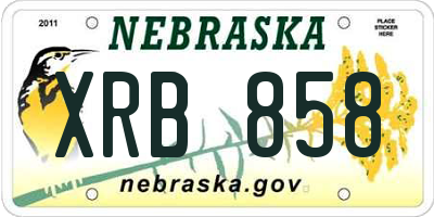 NE license plate XRB858