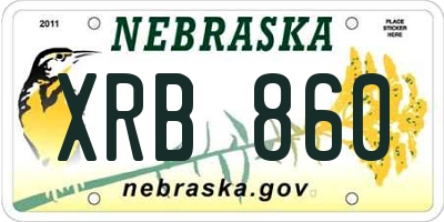 NE license plate XRB860