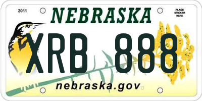 NE license plate XRB888