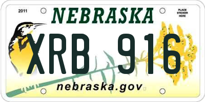 NE license plate XRB916
