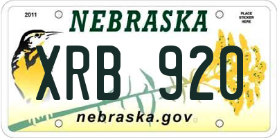 NE license plate XRB920