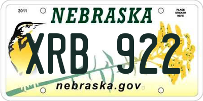 NE license plate XRB922