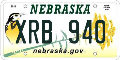 NE license plate XRB940