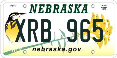 NE license plate XRB965