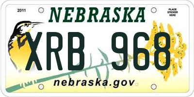 NE license plate XRB968