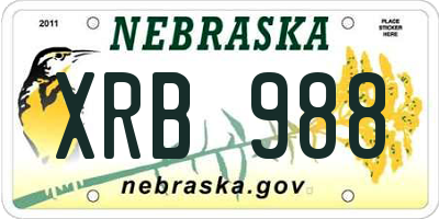 NE license plate XRB988