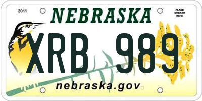 NE license plate XRB989