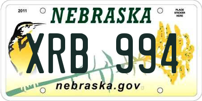 NE license plate XRB994