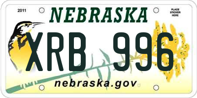NE license plate XRB996