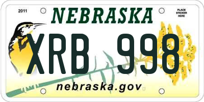 NE license plate XRB998
