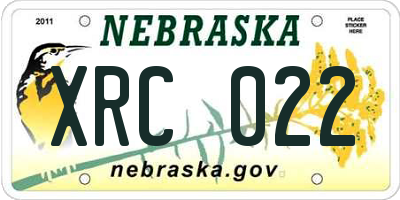 NE license plate XRC022