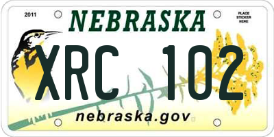 NE license plate XRC102