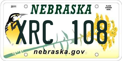 NE license plate XRC108