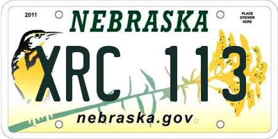 NE license plate XRC113