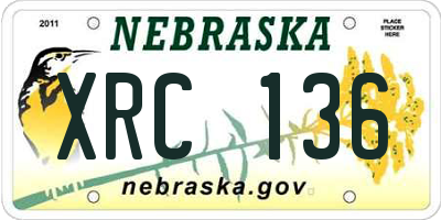 NE license plate XRC136