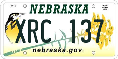 NE license plate XRC137