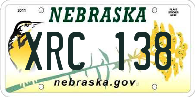 NE license plate XRC138