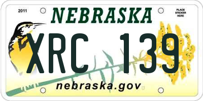 NE license plate XRC139