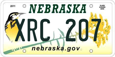 NE license plate XRC207