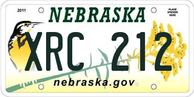 NE license plate XRC212