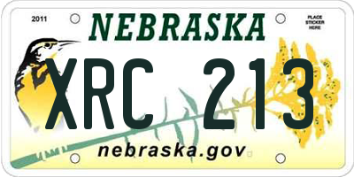NE license plate XRC213